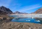 Karale Glacier in Sermiligaaq Fjord. Ammassalik area in Greenland, Tasiilaq., autumn Art Print
